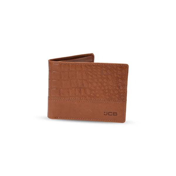 Leather JCB Croc Embossed Wallet Tan