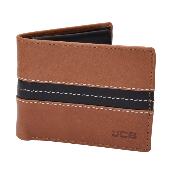 JCB Leather Wallet- Brown Stripe