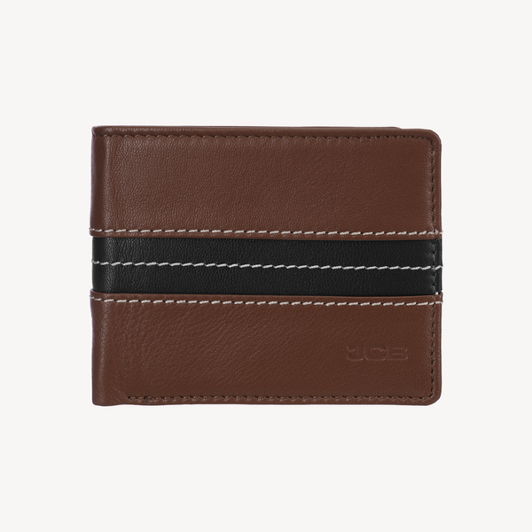 JCB Leather Wallet- Brown Stripe