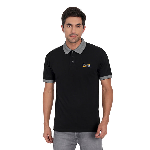 JCB Black Polo with Grey Collar T-Shirt