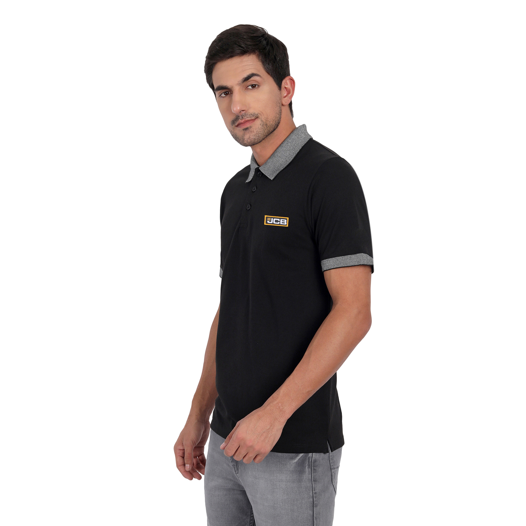 JCB Black Polo with Grey Collar T-Shirt – Welcome to the JCB ...